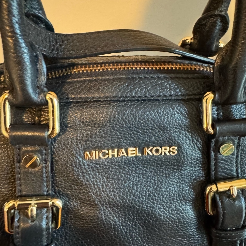Michael Kors Black Satchel with Gold Accents - Picture 5 of 10
